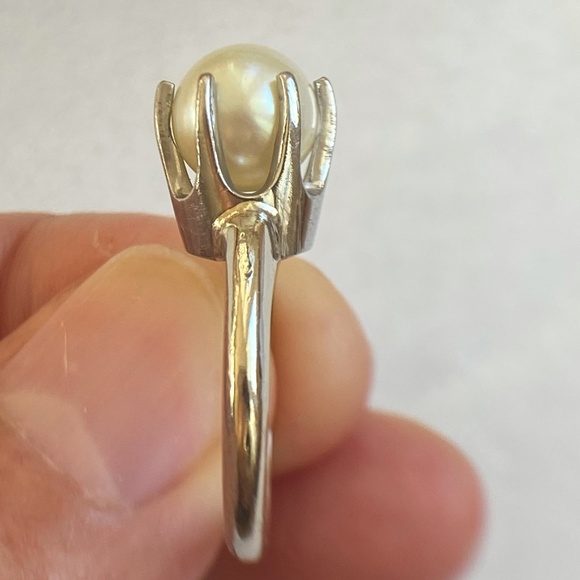 7mm Akoya Pearl SOLID 14K White Gold Ring - Picture 8 of 12